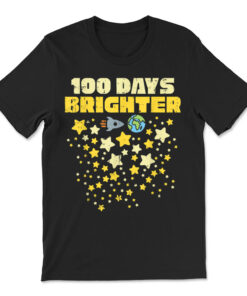 100 Days Brighter Shirt 100th Day Of School Stars Rocket T-shirt