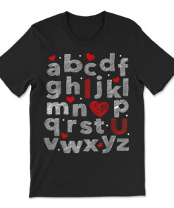 Abc Alphabet I Love You English Teacher Valentines Day T-shirt
