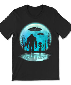 Alien And Bigfoot Moon T-shirt
