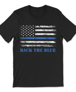 Back The Blue Thin Blue Line American Flag Police Support T-shirt