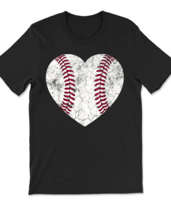 Baseball Heart Shirt Cute Mom Dad Softball T-shirt
