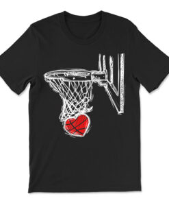Basketball Valentines Day Love Heart Hoops Romance College T-shirt
