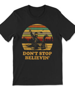 Bigfoot Riding Loch Ness Monster Don't Stop Believing T-shirt