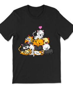 Cat Cute Kitty Pile Cats Anime Kawaii Neko T-shirt