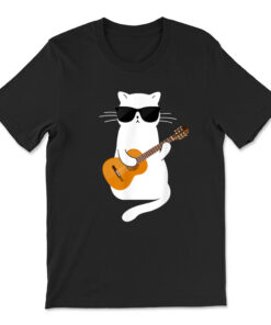 Cat Wearing Sunglasses Playing Guitar Guitarist T-shirt