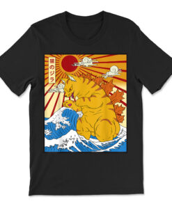 Catzilla Vintage Funny Cute Cat Art Japanese Sunset T-shirt