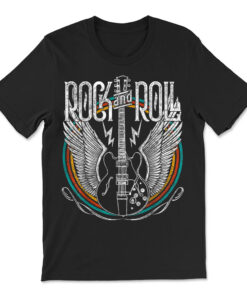 Distressed Vintage Retro 80s Rock And Roll Music Guitar Wings T-shirt