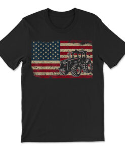Farm Tractors Usa Flag Patriotic Farming T-shirt