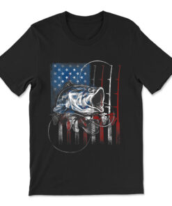 Fishing American Flag Vintage Tshirt Usa Bass Fisherman T-shirt