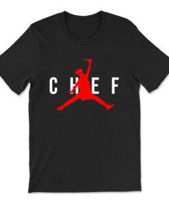 Funny Restaurant Chef Jumping Chef Knife Logo T-shirt