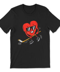 Heart Playing Ice Hockey Valentines Day T-shirt