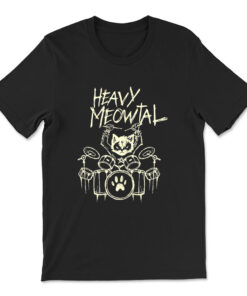 Heavy Metal Headbanger Gift Drummer Cat Playing Drum Meowtal T-shirt