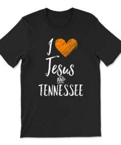 I Love Jesus And Tennessee Shirt Orange Heart T-shirt