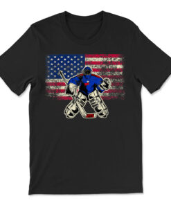 Ice Hockey Goalie Usa Flag T-shirt