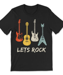 Lets Rock Rock N Roll Guitar Retro T-shirt