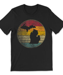 Michigan Vintage Distressed Retro Style Silhouette State T-shirt
