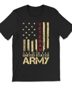 Patriotic U.s Army Veteran Red Line American Flag T-shirt