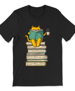 Reading Cat Funny Book And Tea Lover T-shirt