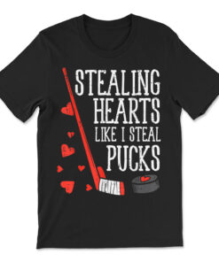 Stealing Hearts Like I Steal Pucks Valentines Day Ice Hockey T-shirt