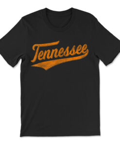 Tennessee Baseball Sports Script Cursive Flag Swoosh Retro T-shirt