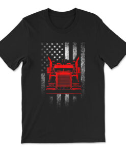 Us Trucking Us Flag With Truck T-shirt