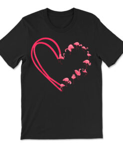 Valentines Day Flamingo Valentine Heart Shape T-shirt