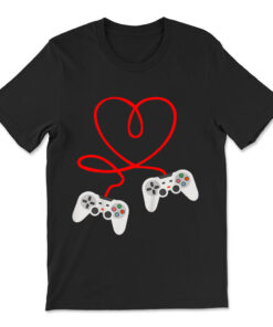 Video Gamer Valentines Day With Controllers Heart T-shirt