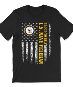 Vintage American Flag Proud To Be A Us Navy Military Veteran T-shirt