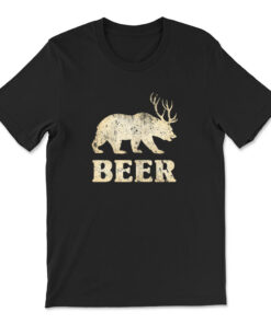 Vintage Bear Deer Funny Beer T-shirt