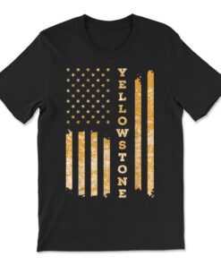 Yellowstone American Flag  Usa National Park T-shirt